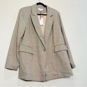 Skies Are Blue Tan Plaid Blazer